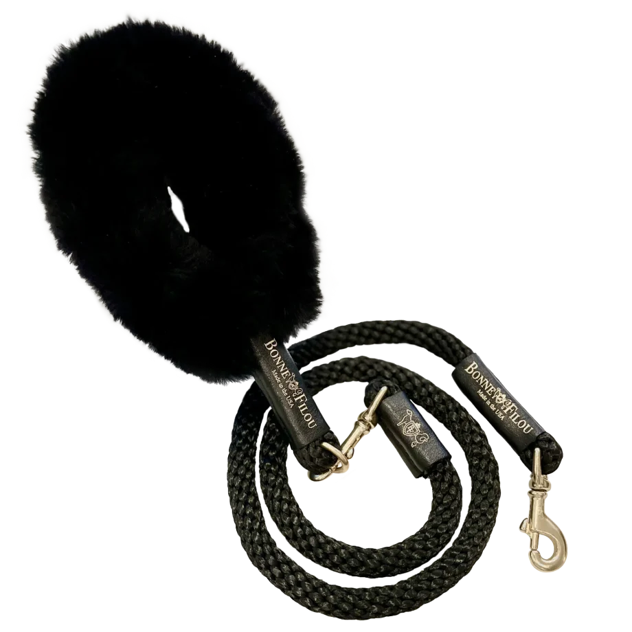 Bundle Shearling Fur Grip + Rope Leash for Dogs