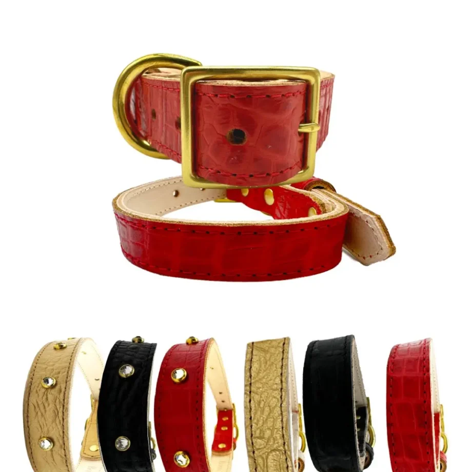 Croc Leather Dog Collar